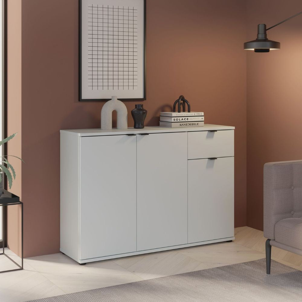 Mobile multiuso Segno con tre ante e 1 cassetto L 120 cm colore grigio chiaro