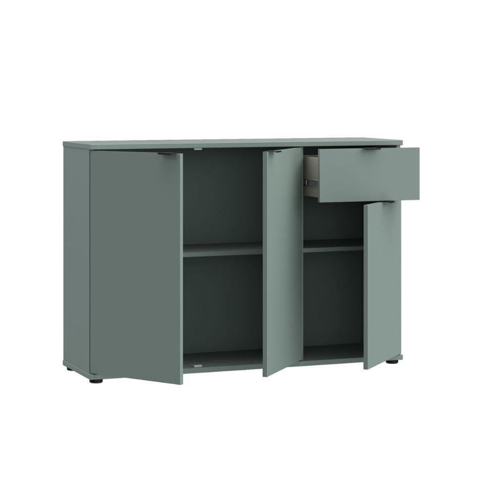 Mobile multiuso Segno con tre ante e 1 cassetto L 120 cm colore verde salvia