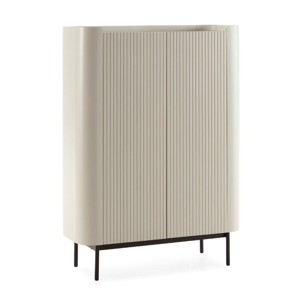 Mobile multiuso Willa18929 con 2 ante effetto cannettato colore crema