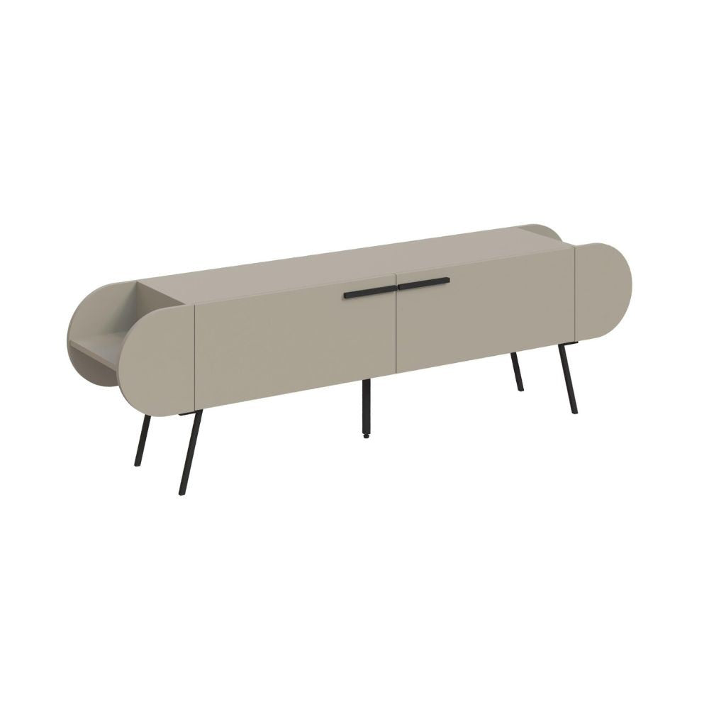 Mobile porta tv Capsule con due ante a ribalta e ripiani laterali colore cashmere
