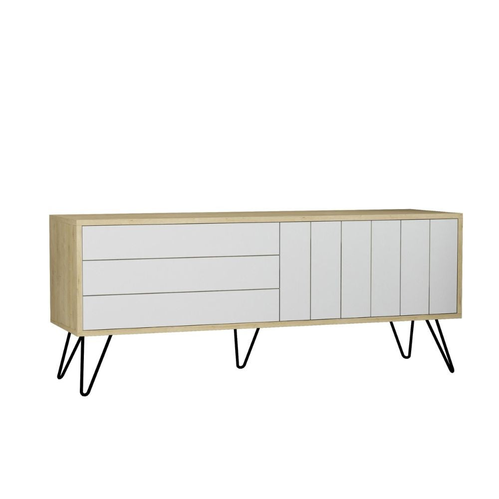 Mobile porta tv Picadilly struttura colore rovere con 2 ante a ribalta colore bianco