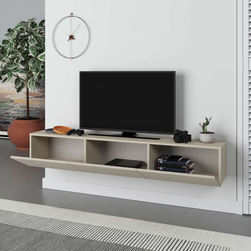 Mobile porta tv sospeso Francy 180 cm. con ante a ribalta in colore cashmere