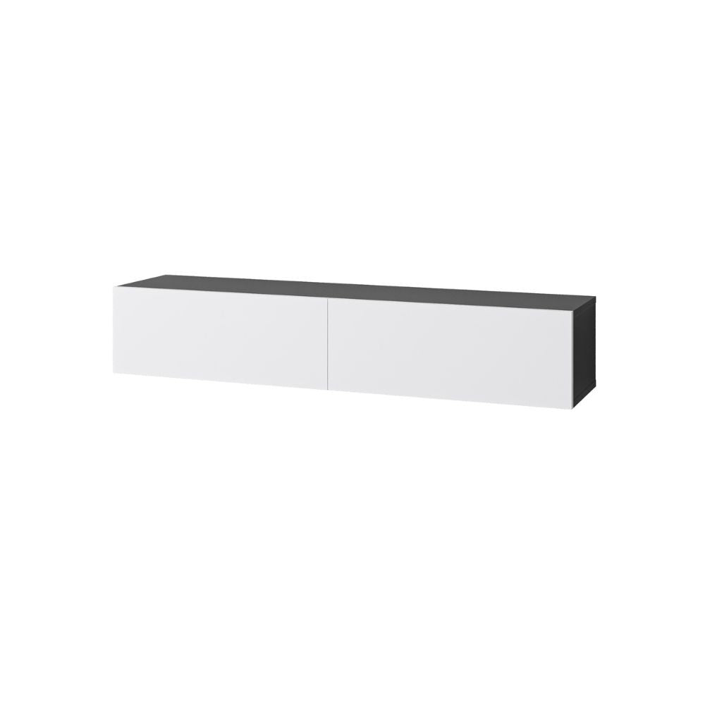 Mobile porta TV sospeso Francy antracite bianco ante a ribalta 135x31.7x25 cm.