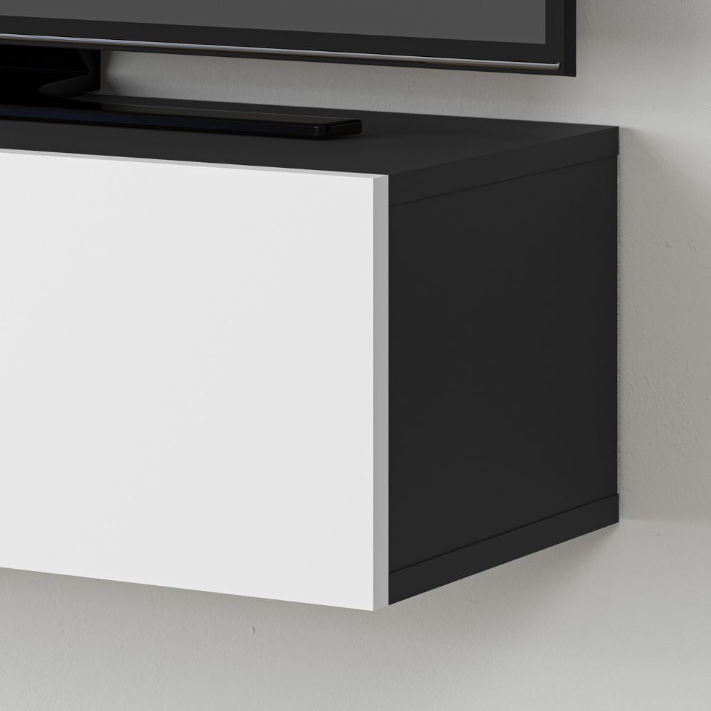 Mobile porta TV sospeso Francy antracite bianco ante a ribalta 135x31.7x25 cm.