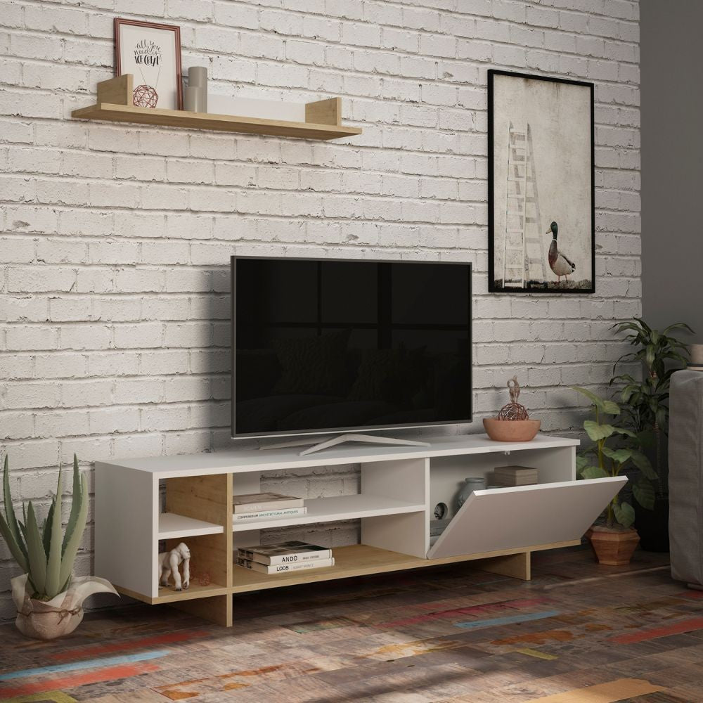 Mobile porta TV Stockton bianco rovere