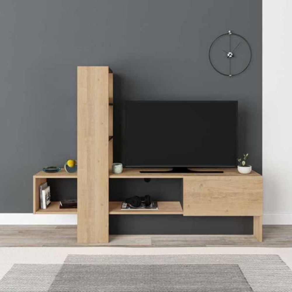 Mobile porta TV Troya rovere antracite con anta a ribalta