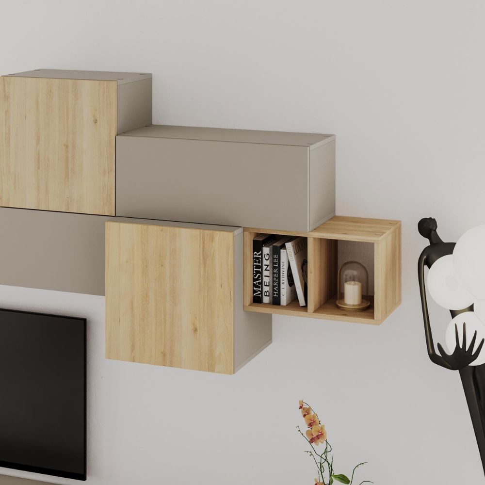 Parete attrezzata Tromen 260 cm. cashmere e rovere MTV234479