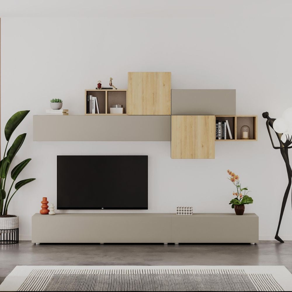 Parete attrezzata Tromen 260 cm. cashmere e rovere MTV234479