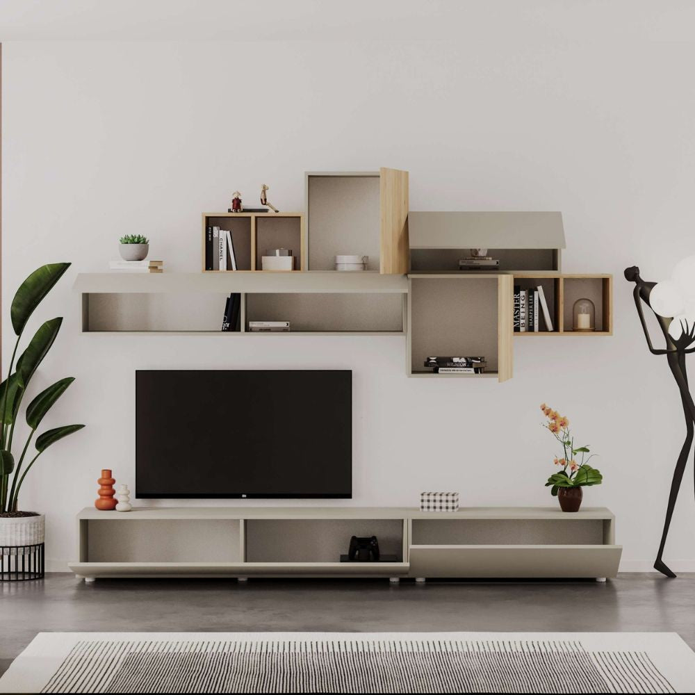 Parete attrezzata Tromen 260 cm. cashmere e rovere MTV234479