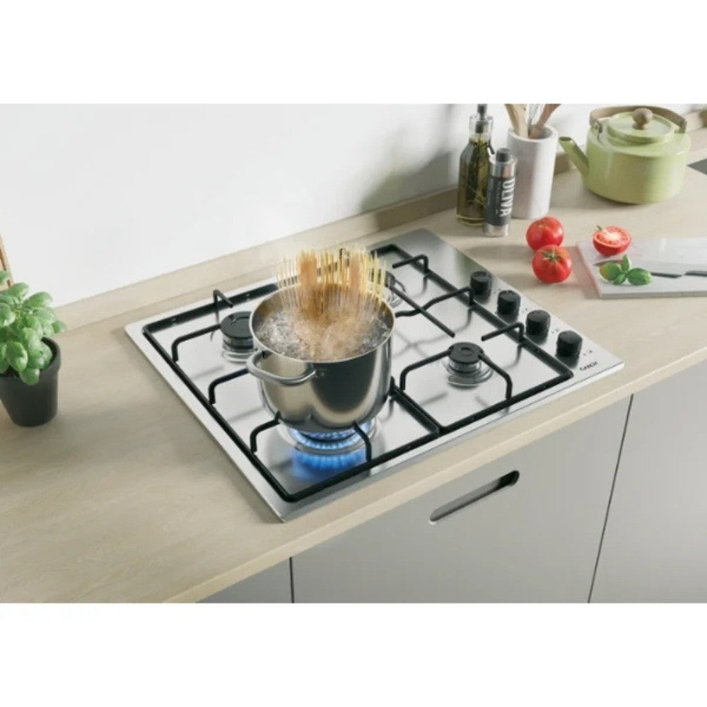 Piano cottura a gas Candy CHW6LBX 4 zone manopole laterali inox