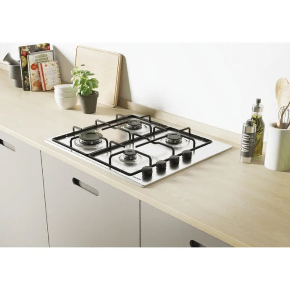 Piano cottura a gas Candy CHW6LBX 4 zone manopole laterali inox