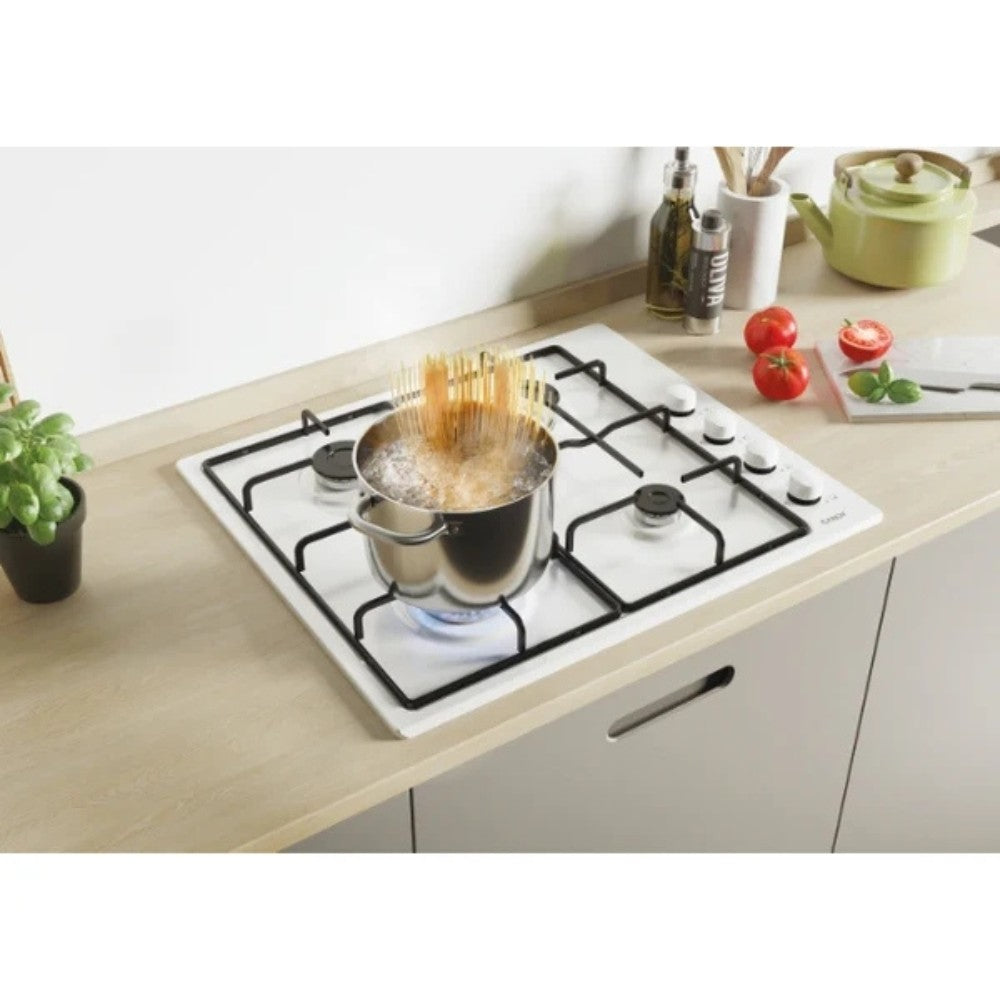 Piano cottura a gas Candy CHW6LWW 4 zone manopole laterali bianco