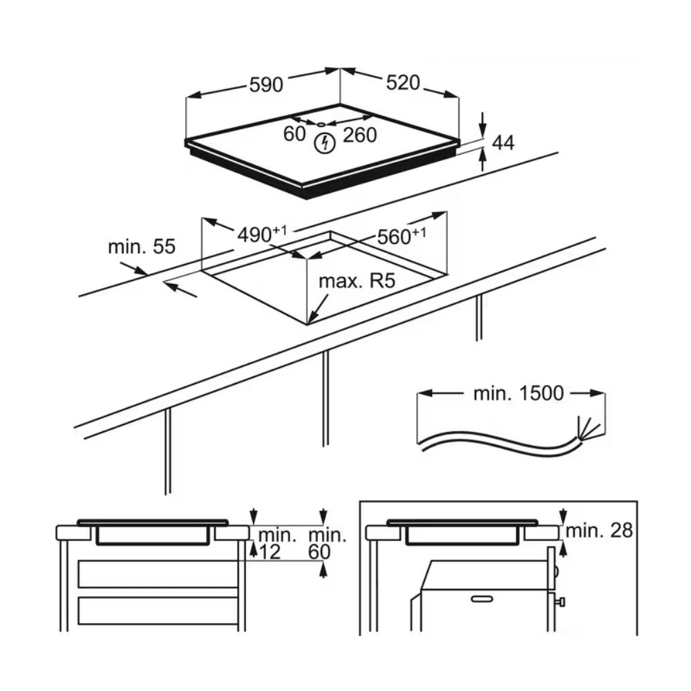 Piano cottura ad induzione Electrolux CIL61443C 4 zone 60 cm. con tecnologia Hob2Hood® nero