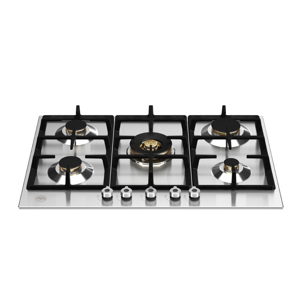 Piano cottura Bertazzoni P755CPROX a gas da 75 cm. 5 zone con dual wok centrale inox