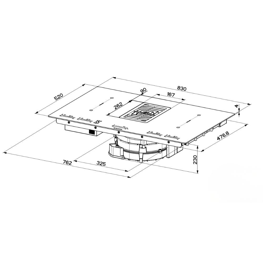 Piano cottura con cappa integrata Roblin by Faber Maestro BK Glass NG A830 nero classe A+++