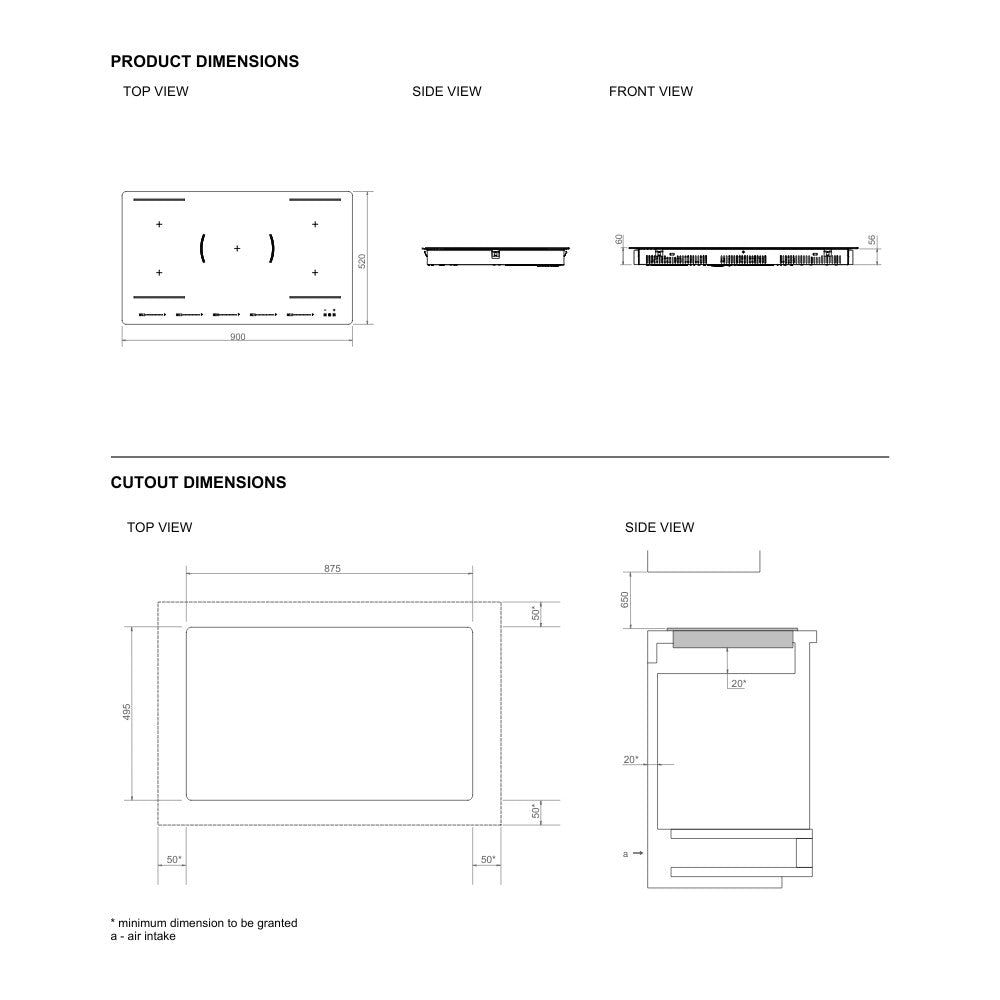 Piano cottura induzione Bertazzoni P905I2M30NVS 90 cm. 5 zone 9 livelli di potenza nero