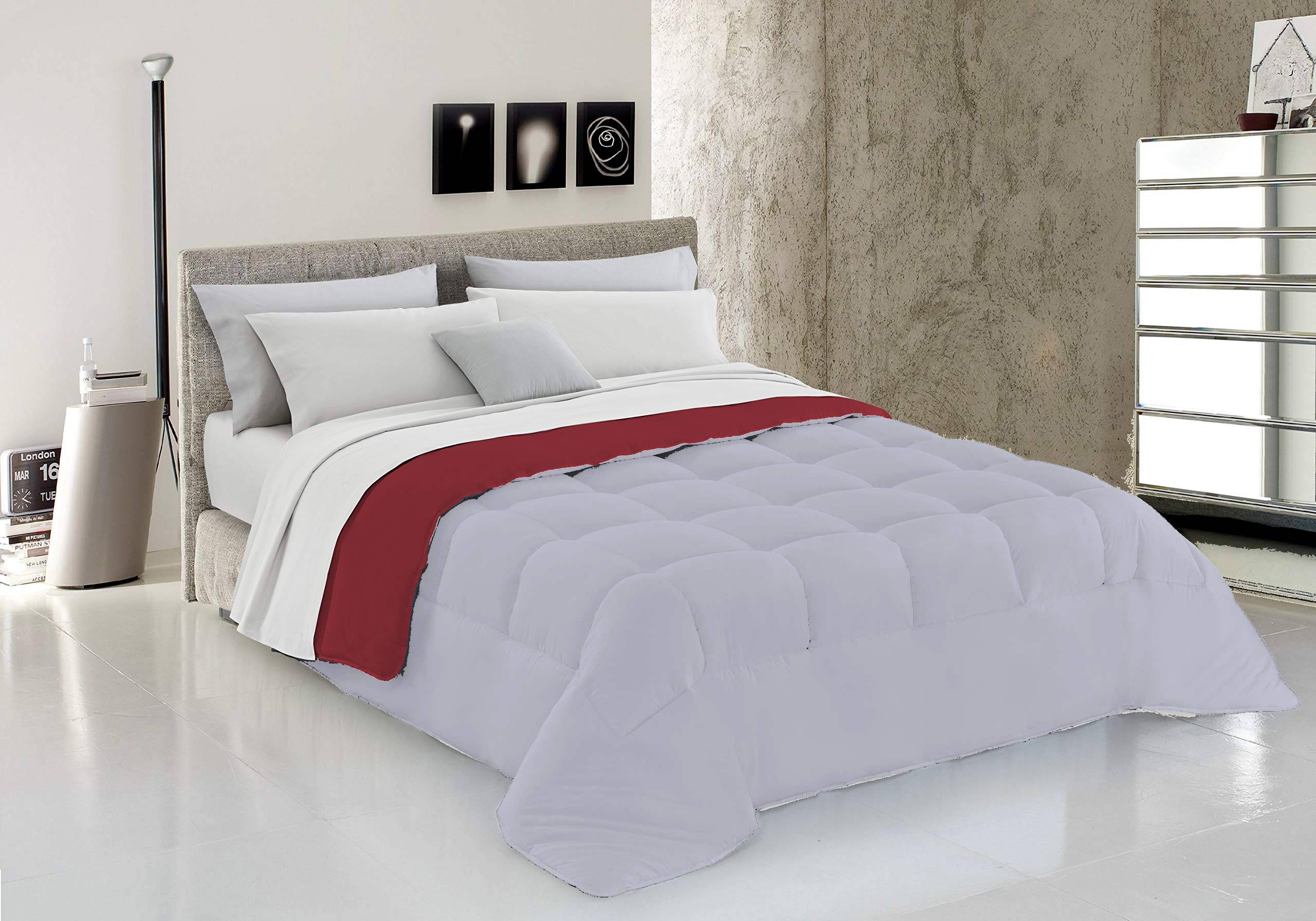 Piumino letto Piazza e Mezza Microfibra tinta unita Grigio Bordeaux bordò - Milano 7 Arte e Design