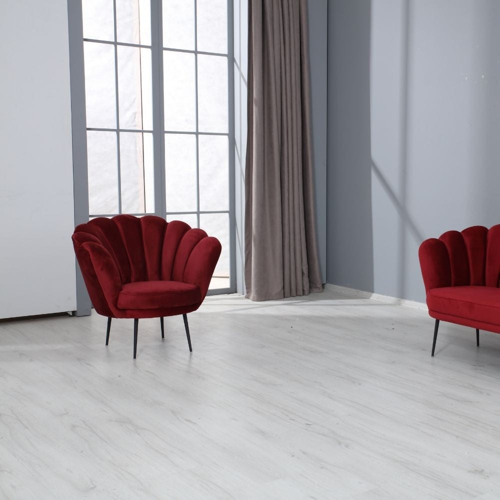 Poltrona a conchiglia Orel in velluto Riviera10 rosso