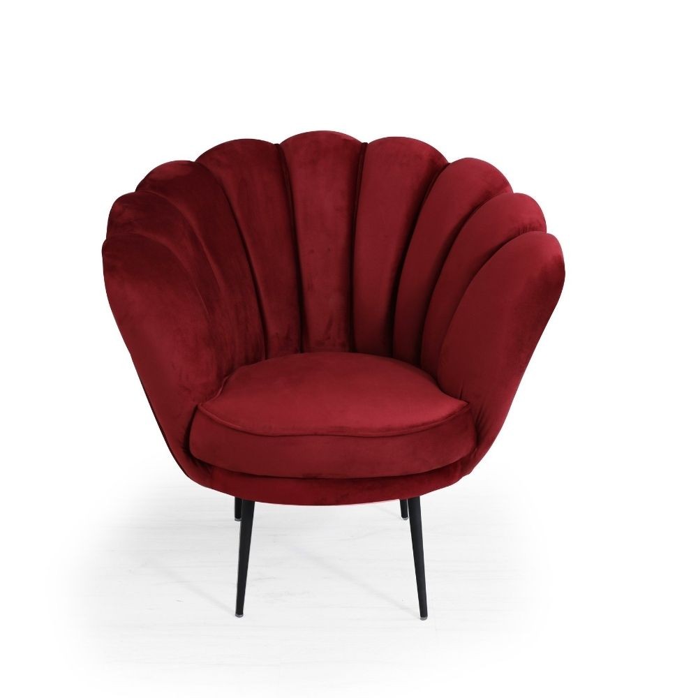 Poltrona a conchiglia Orel in velluto Riviera10 rosso