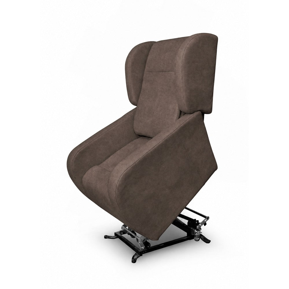 Poltrona alza persona Lift 2 motori con roller bar in tessuto Giulia 9704 brown