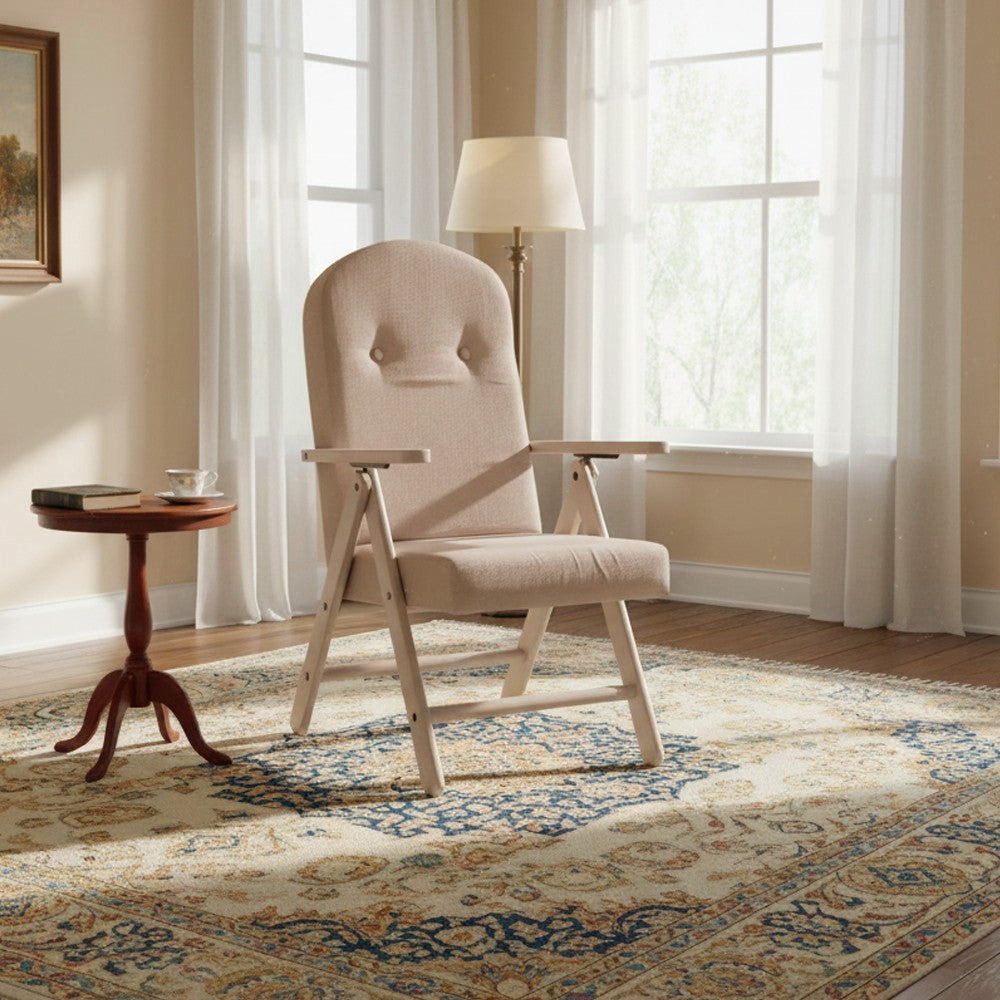 Poltrona Palmarola regolabile in 4 posizioni con struttura tortora e tessuto beige