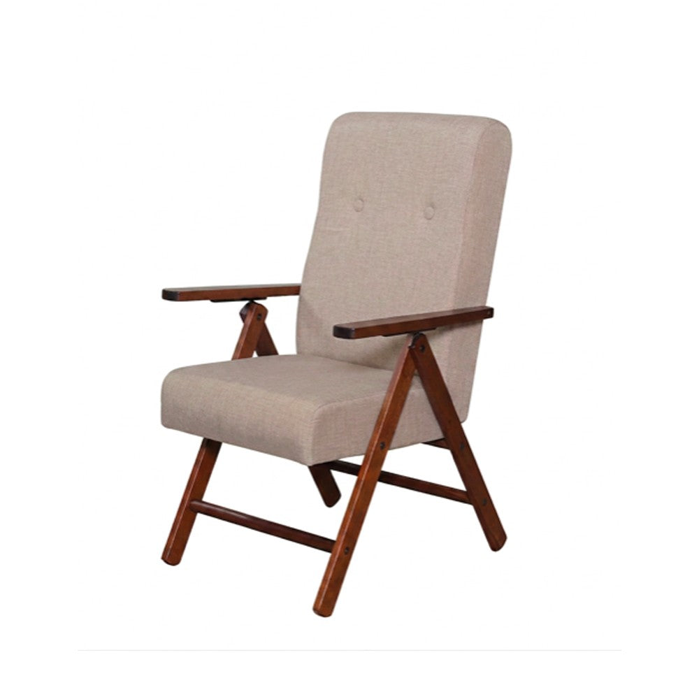 Poltrona Pianosa in faggio regolabile con struttura noce e tessuto beige