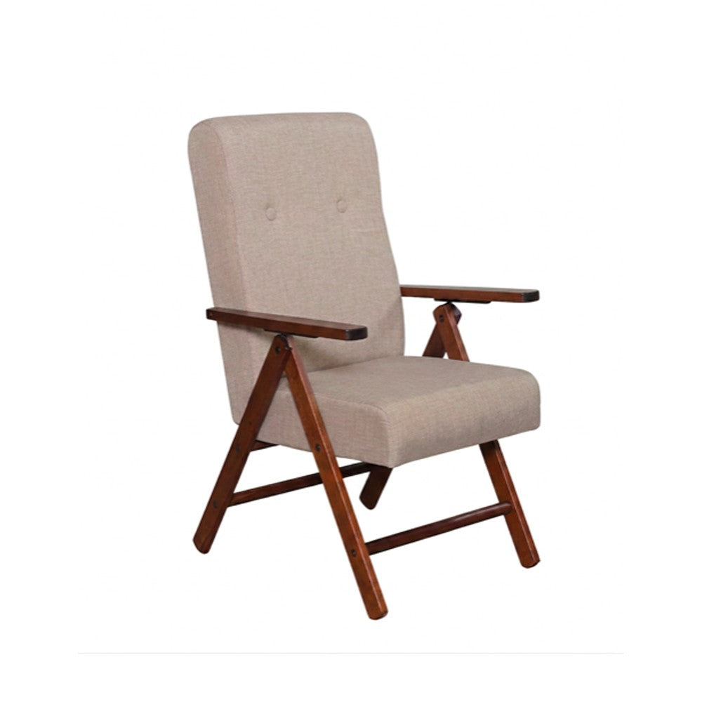 Poltrona Pianosa in faggio regolabile con struttura noce e tessuto beige