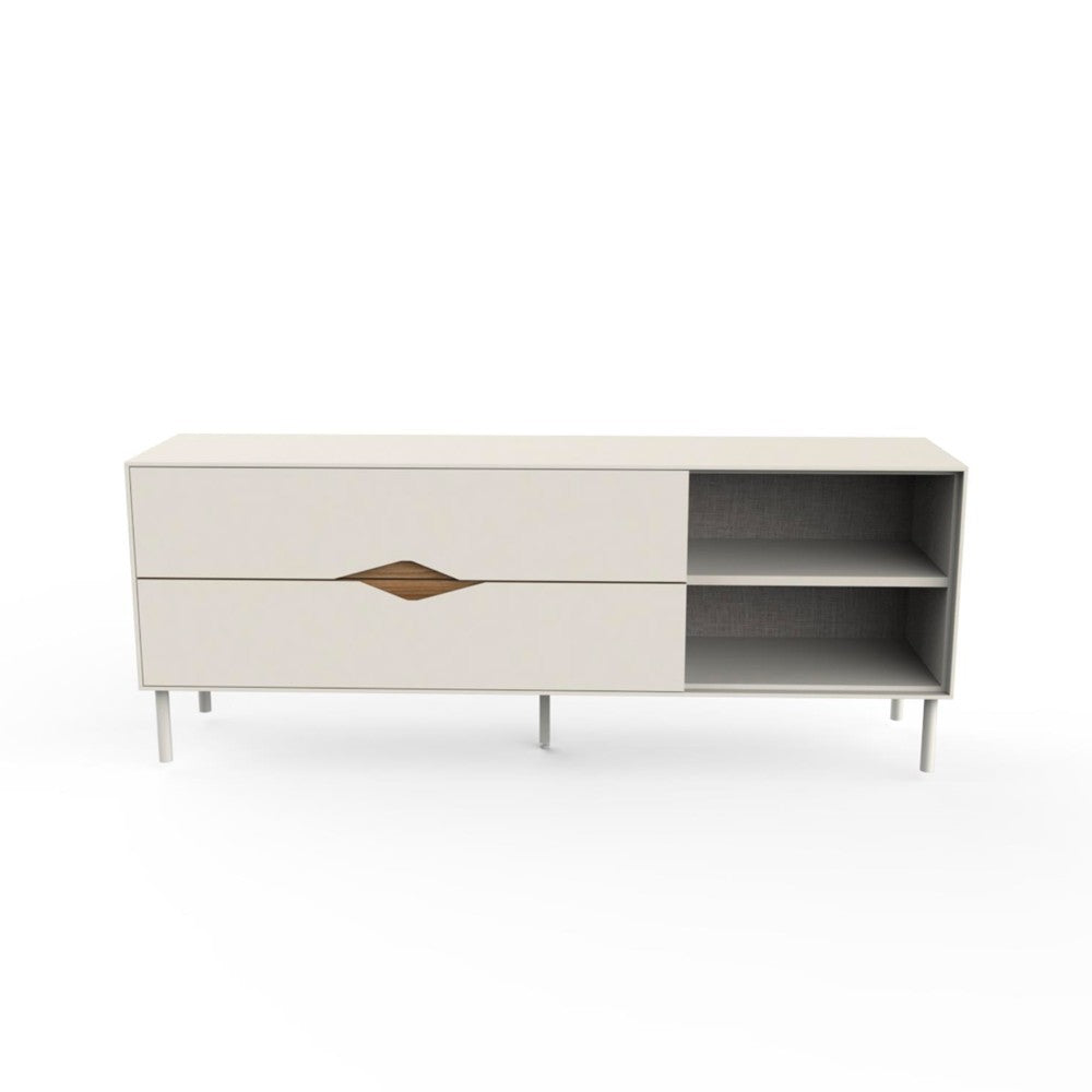 Porta tv Marquise in colore cashmere con dettaglio rovere deep oud