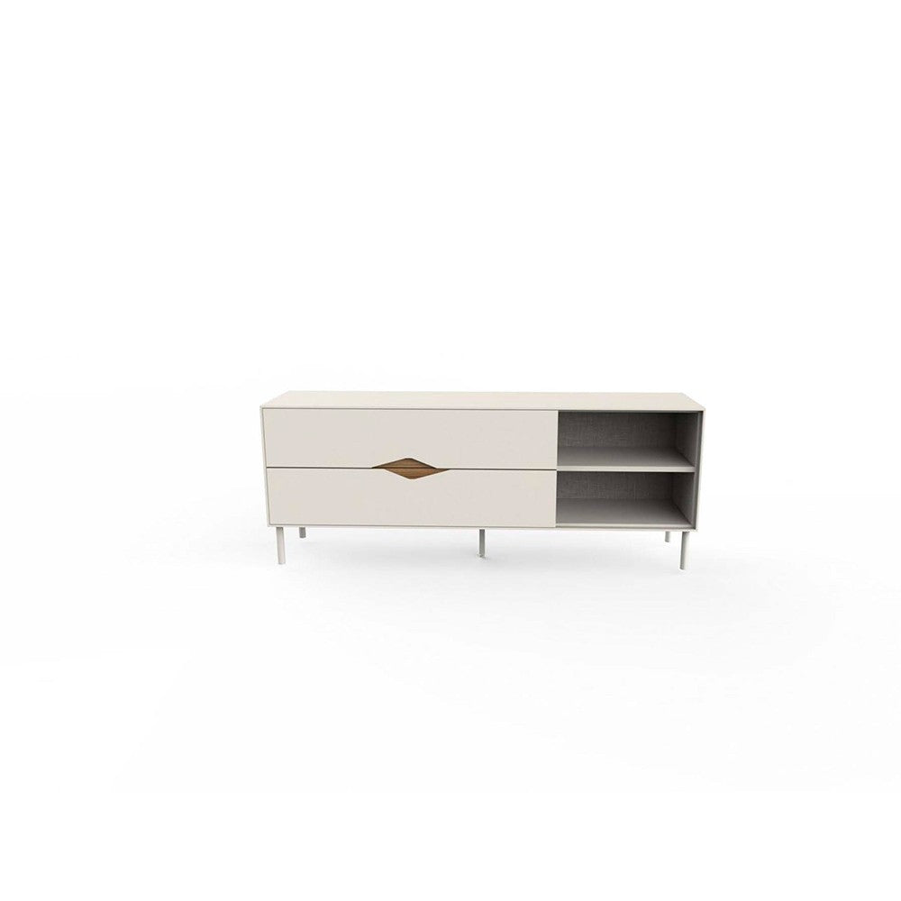 Porta tv Marquise in colore cashmere con dettaglio rovere deep oud