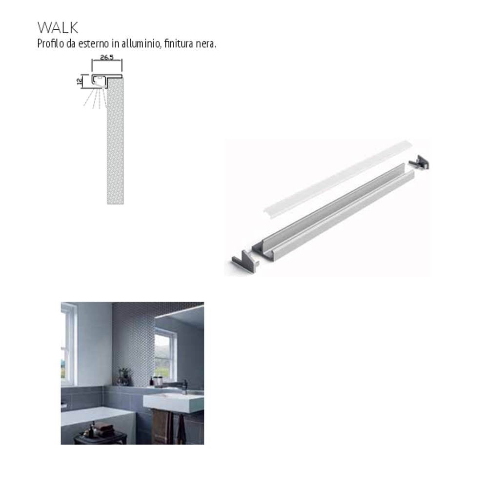 Profilo illuminazione LED Walk bagno 1000 mm nero opaco