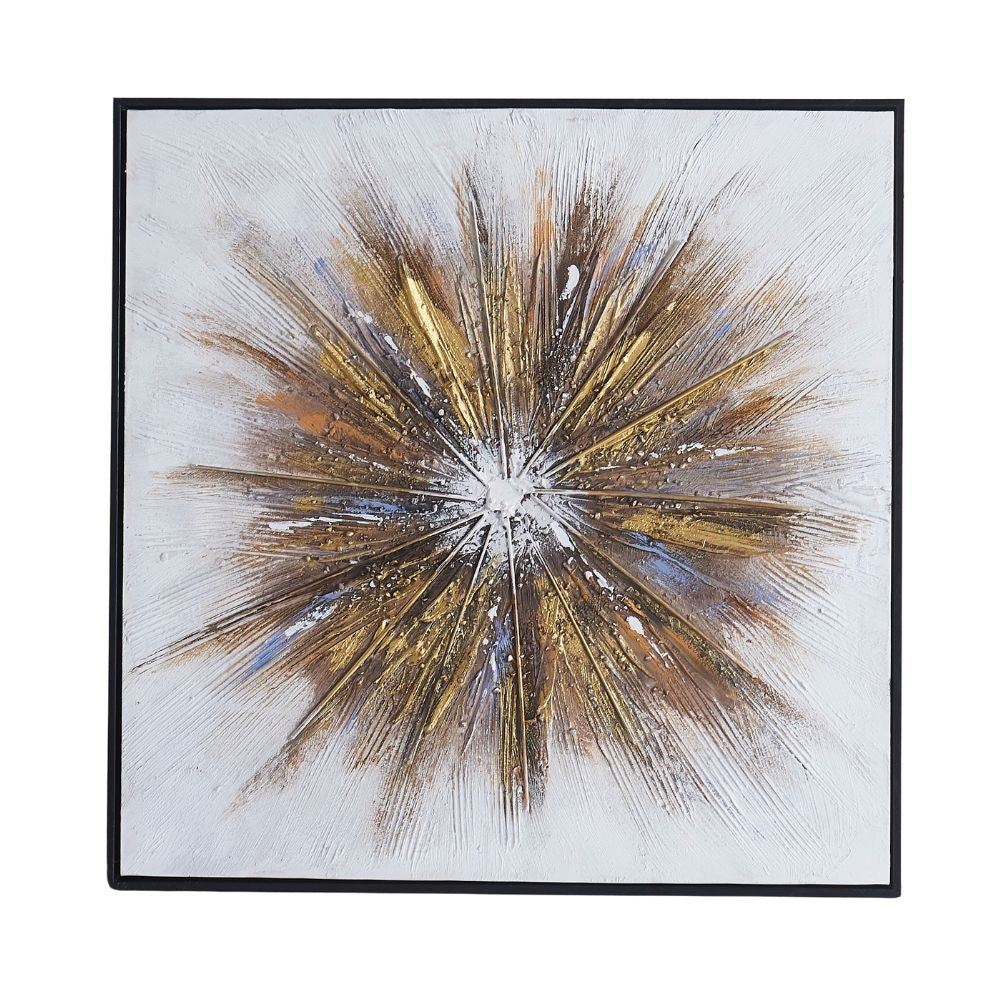 Quadro astratto oro su tela con cornice nera Quadro7