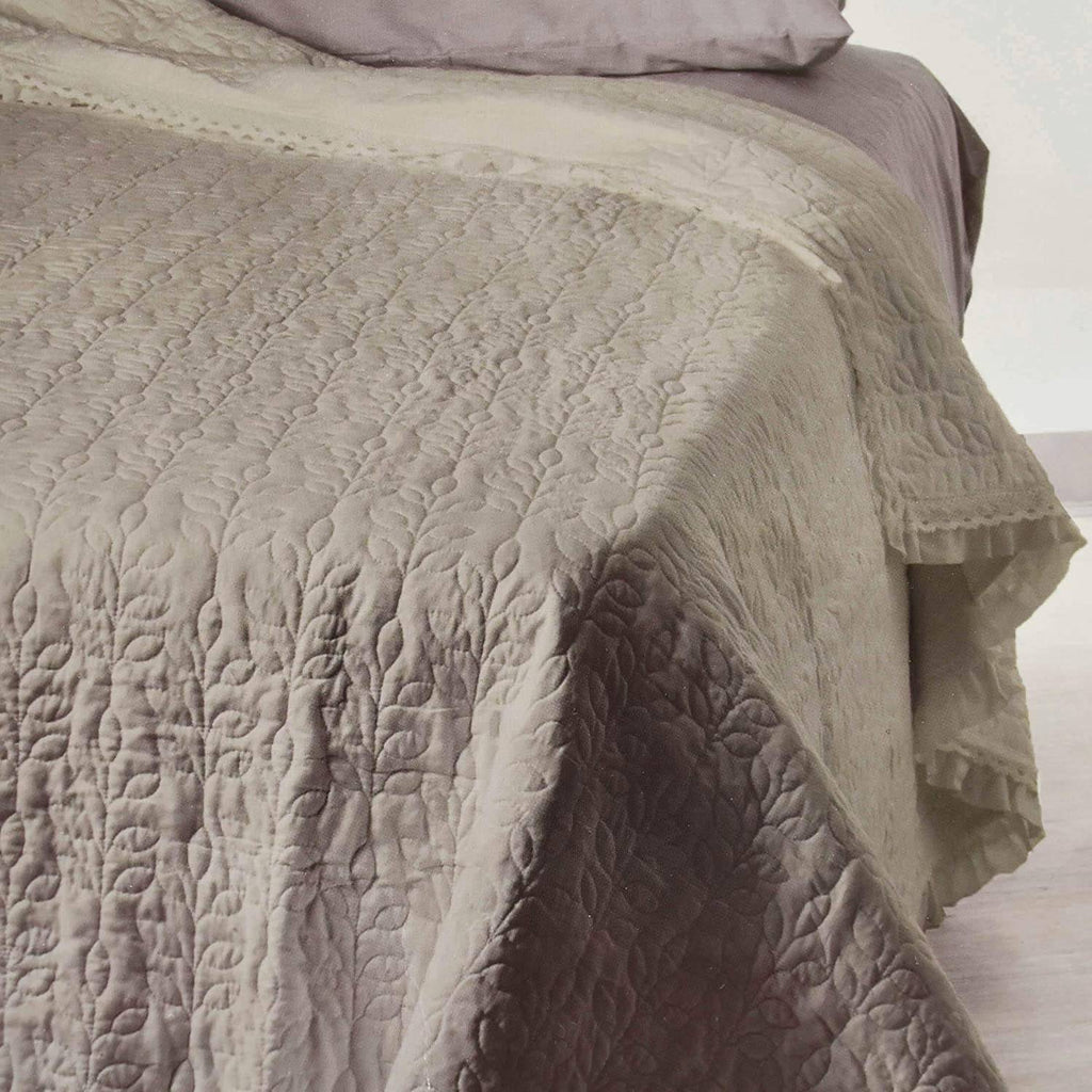 Quilt Trapuntino matrimoniale Estivo Copriletto Bouties Tinta unita e volantino - Milano 7 Arte e Design