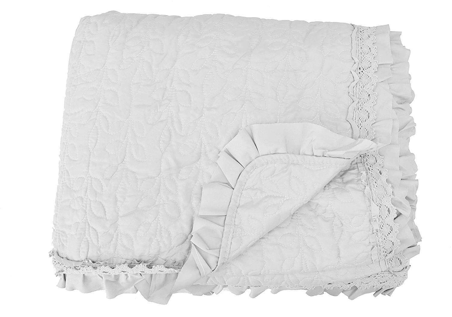 Quilt Trapuntino matrimoniale Estivo Copriletto Bouties Tinta unita e volantino - Milano 7 Arte e Design