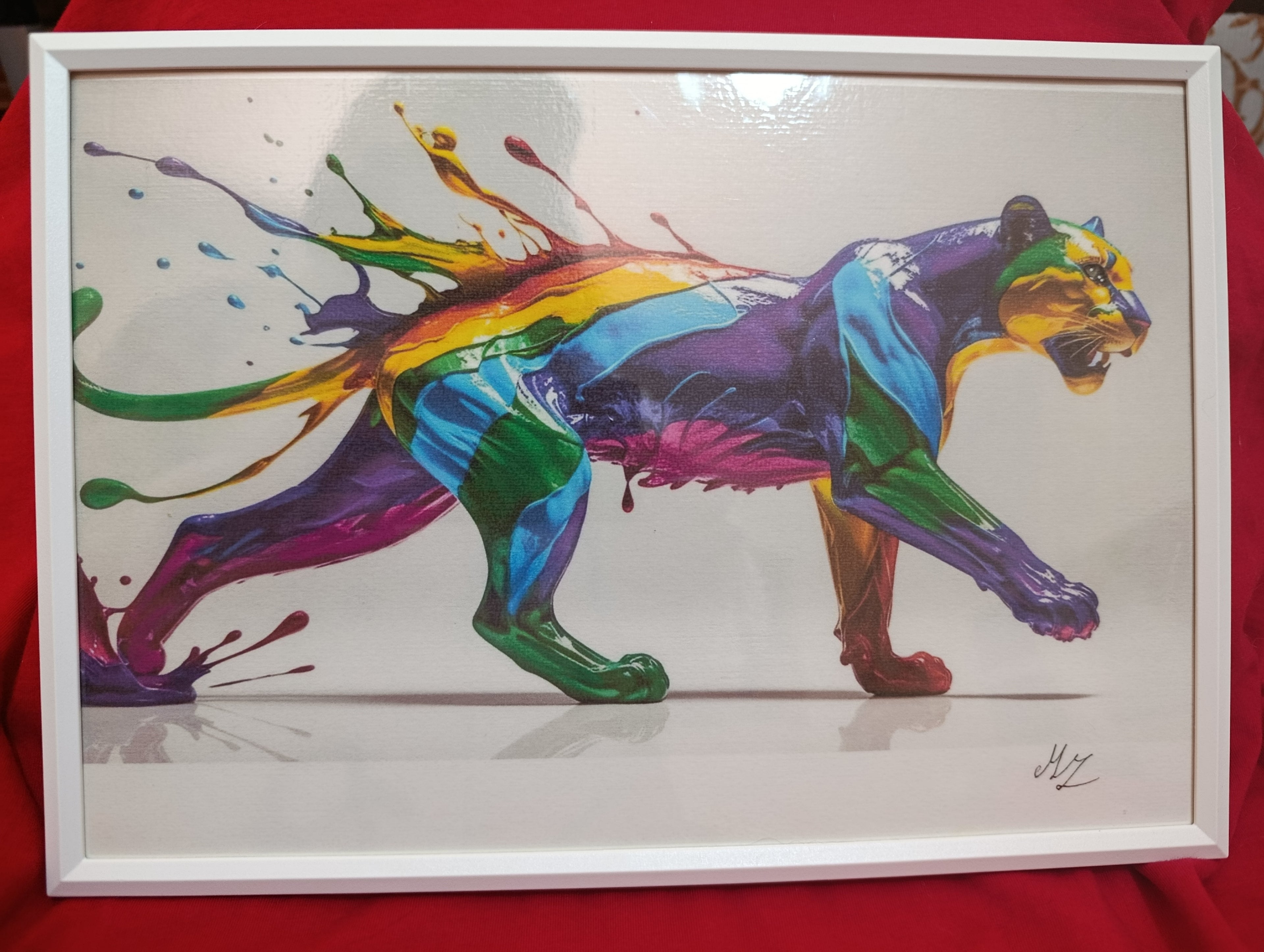 Pantera , stampa plastificata ritoccata a mano 20x30