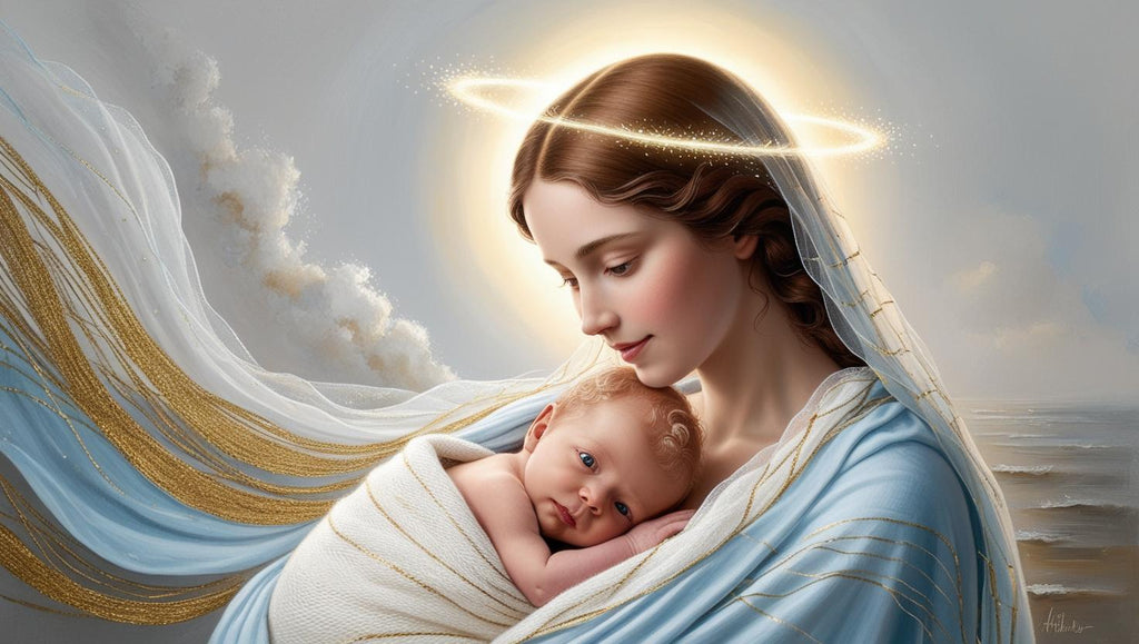 Madonna con bambino,stampa su tela .