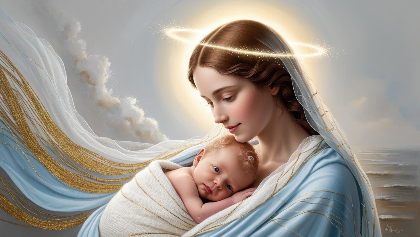 Madonna con bambino,stampa su tela .