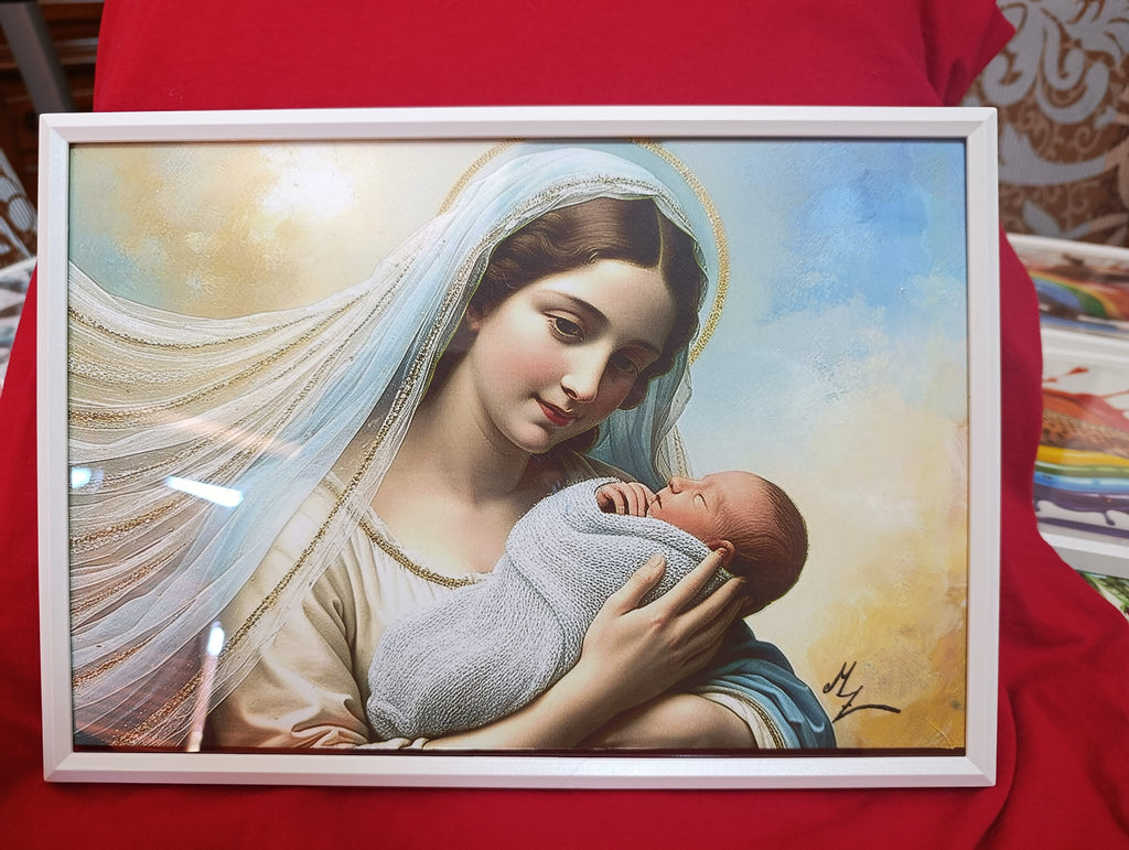 Madonna con bambino,stampa su tela .