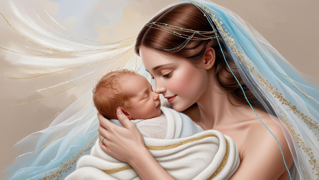 Madonna con bambino,stampa su tela .