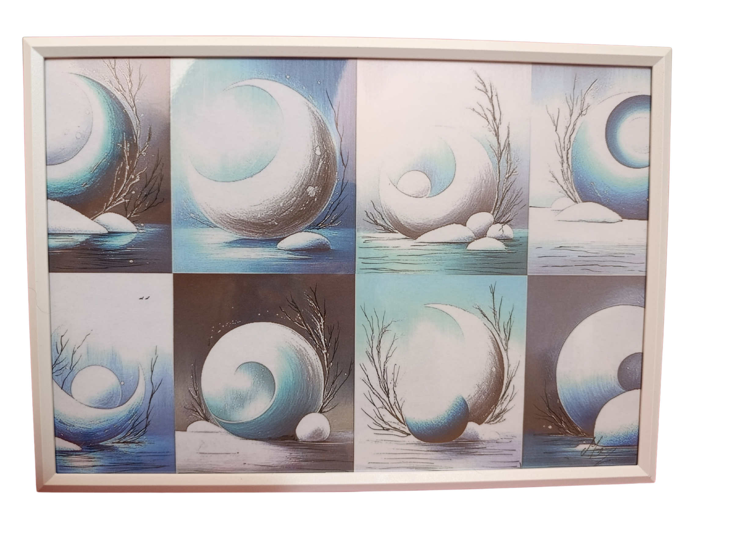 Stampa su cartoncino plastificato 20x30 , lune e sfere .