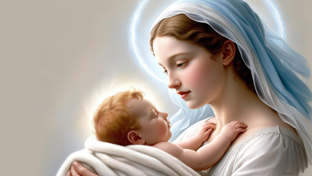 Madonna con bambino,stampa su tela .