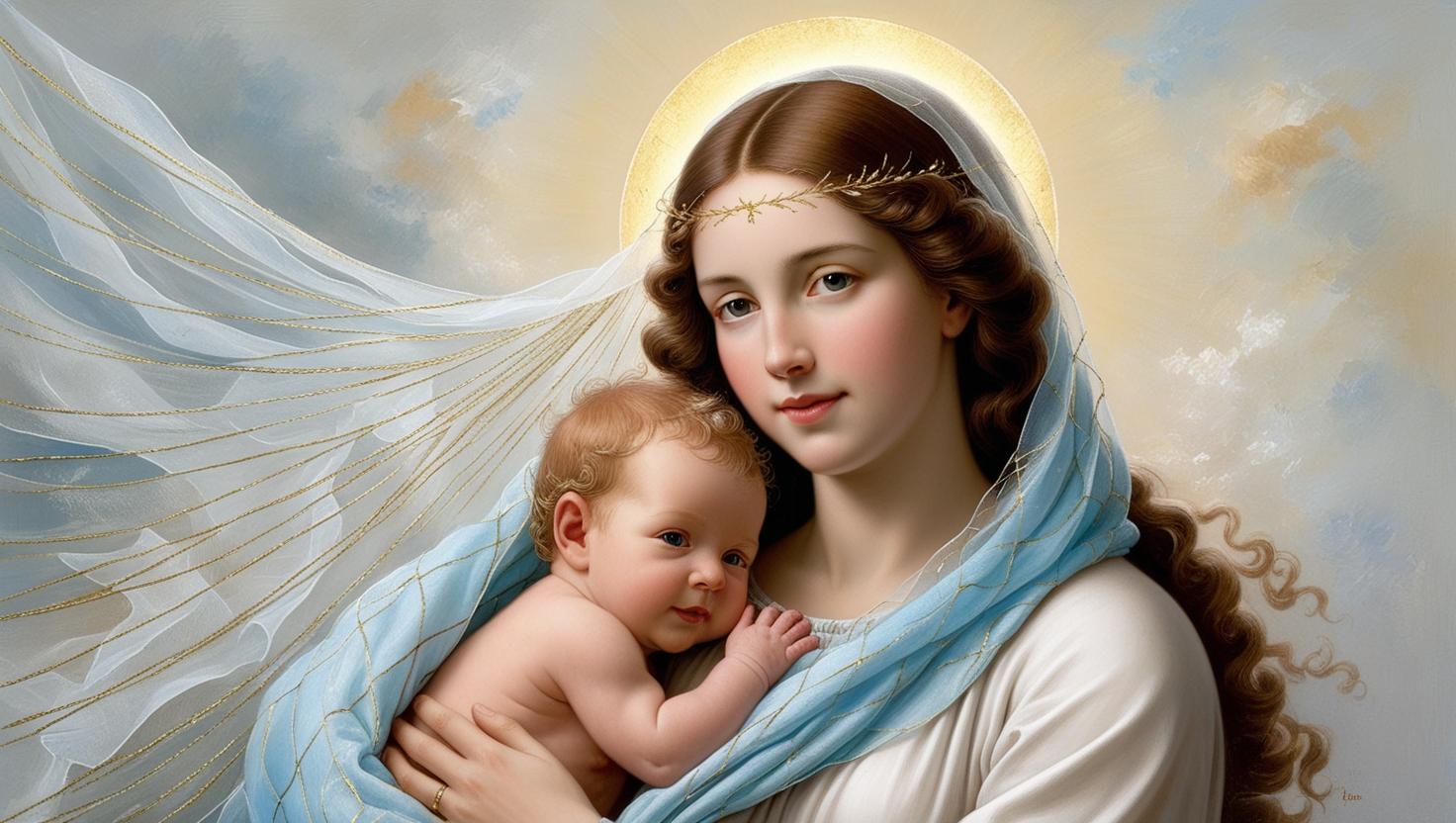 Madonna con bambino,stampa su tela .