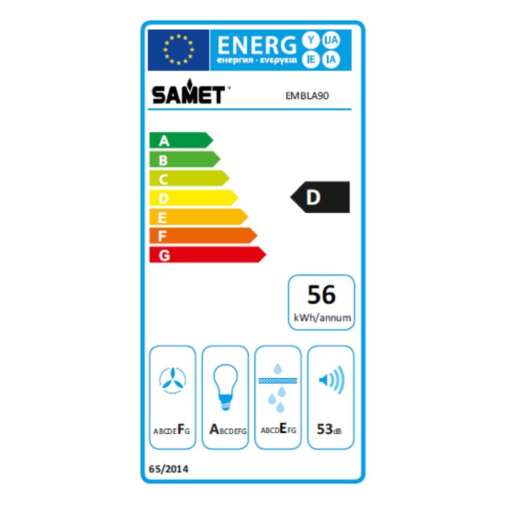 Samet Cappa Embla 9023 da parete 90 cm acciaio inox