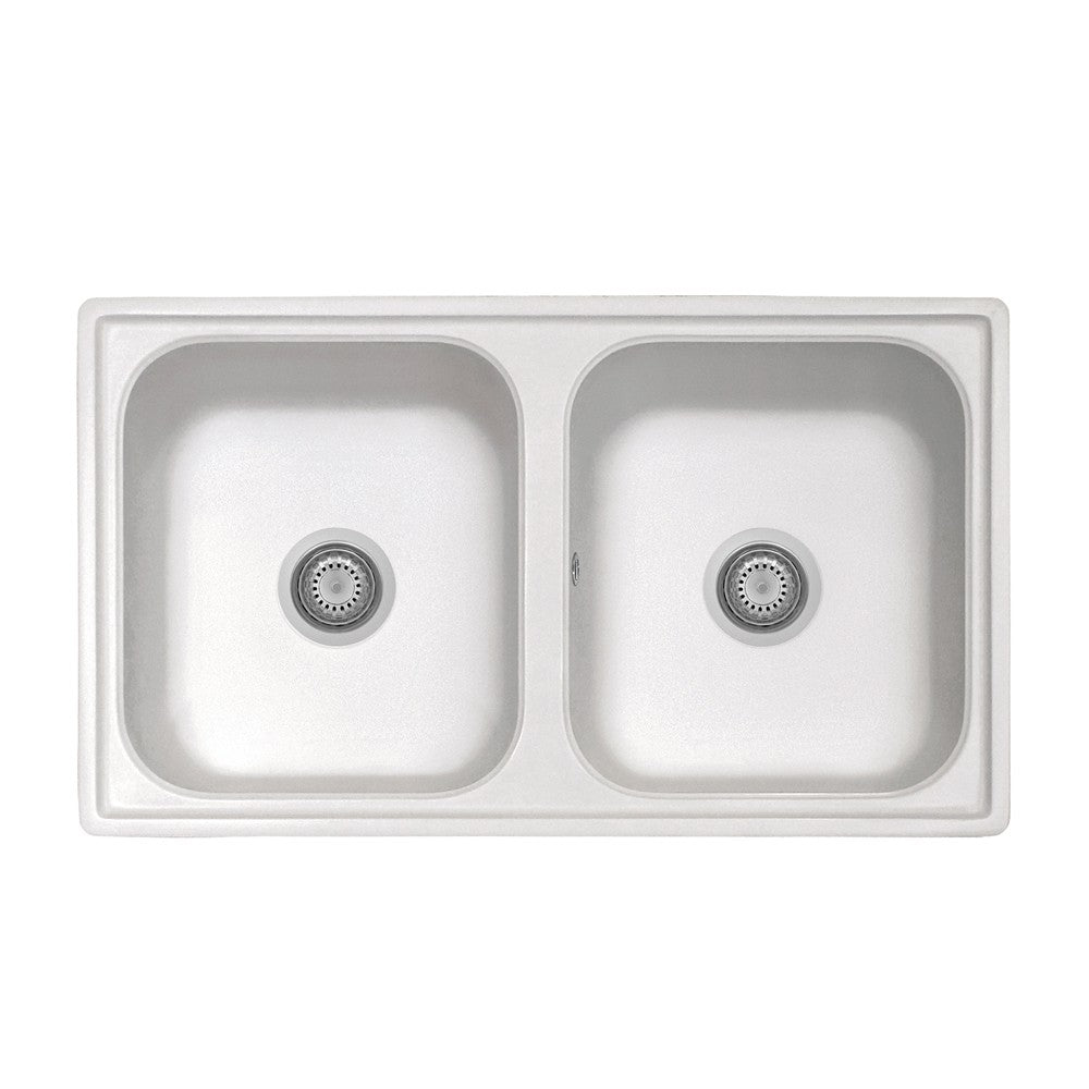 Samet Lavello 86x50 Granitovero862vbip 2 vasche bianco