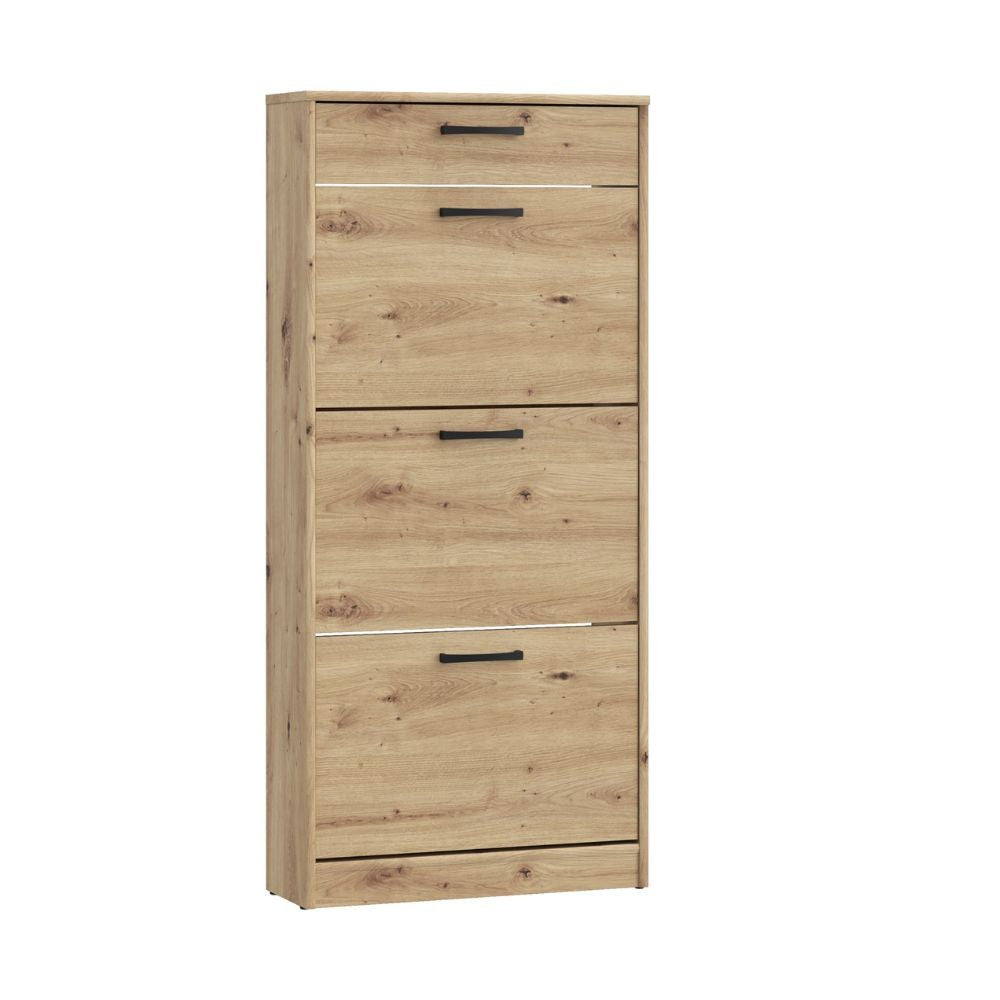 Scarpiera Cecilia con 3 scomparti ed un cassetto colore rovere 58.2x20.4x127.7 H cm.