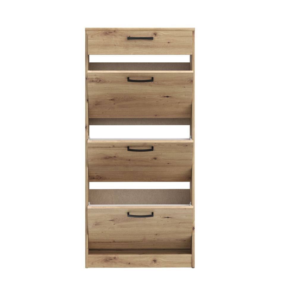 Scarpiera Cecilia con 3 scomparti ed un cassetto colore rovere 58.2x20.4x127.7 H cm.