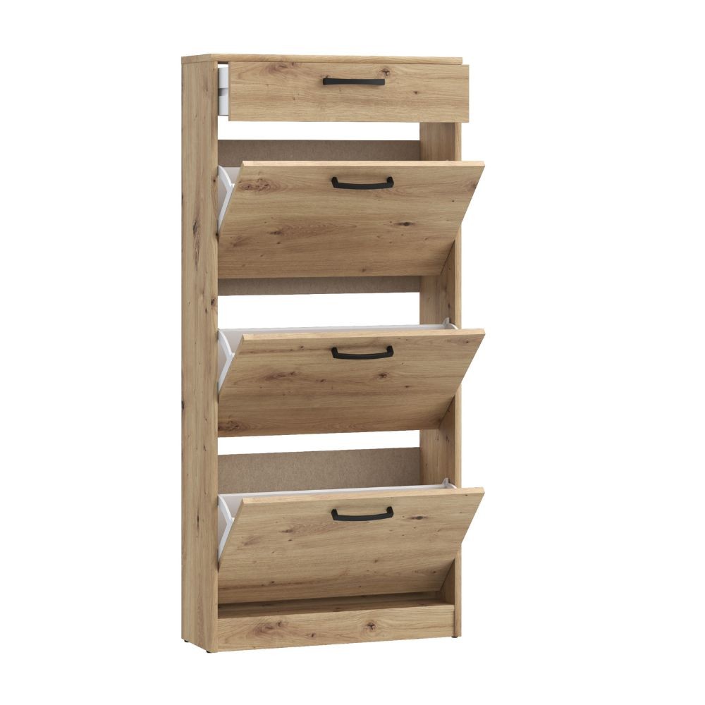 Scarpiera Cecilia con 3 scomparti ed un cassetto colore rovere 58.2x20.4x127.7 H cm.