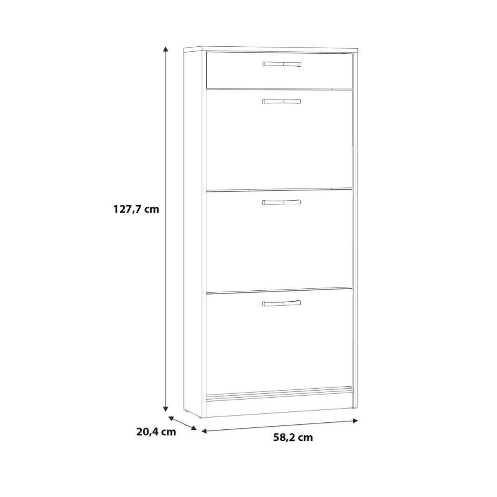 Scarpiera Cecilia con 3 scomparti ed un cassetto colore rovere 58.2x20.4x127.7 H cm.