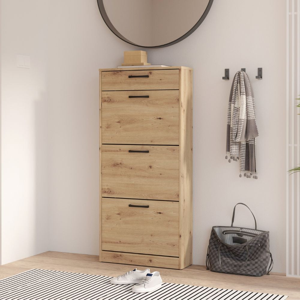 Scarpiera Cecilia con 3 scomparti ed un cassetto colore rovere 58.2x20.4x127.7 H cm.