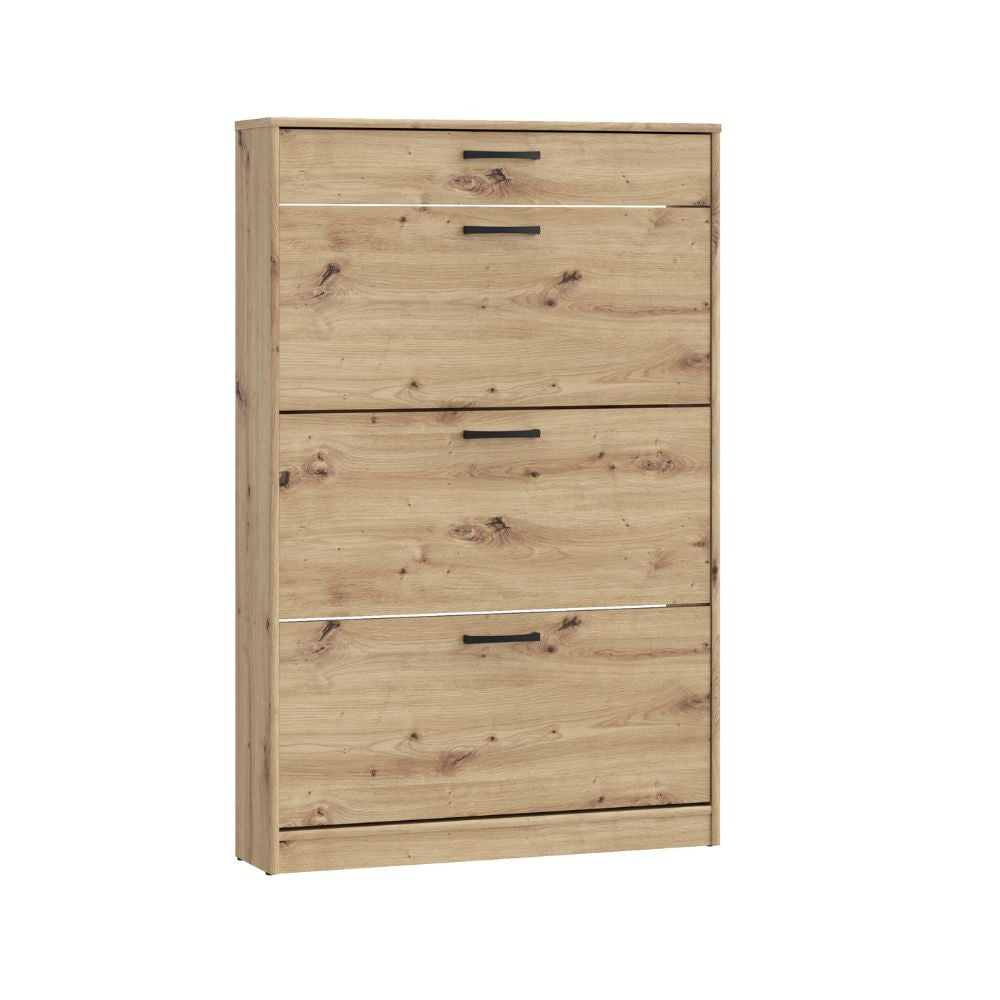 Scarpiera Cecilia con 3 scomparti ed un cassetto colore rovere 83.2x20.4xH 127.7 cm.
