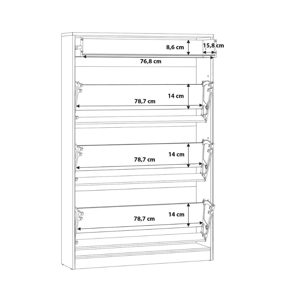 Scarpiera Cecilia con 3 scomparti ed un cassetto colore rovere 83.2x20.4xH 127.7 cm.